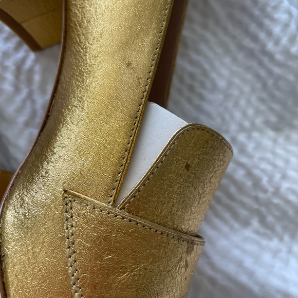 Stuart Weitzman Gold Block Heel Loafers - Picture 14 of 14
